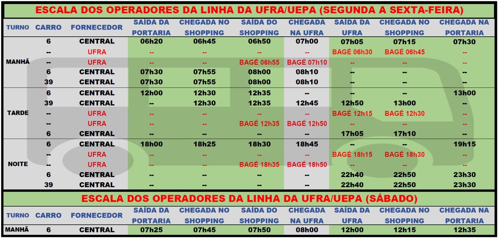 TRANSPORTE AO CAMPUS DA UFRA DE PARAUAPEBAS